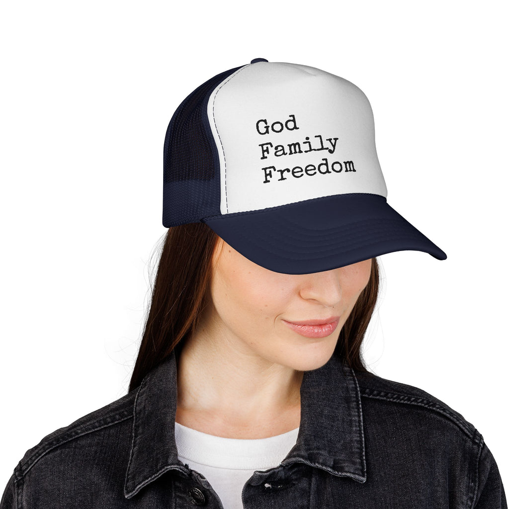 God Family Freedom Trucker Hat
