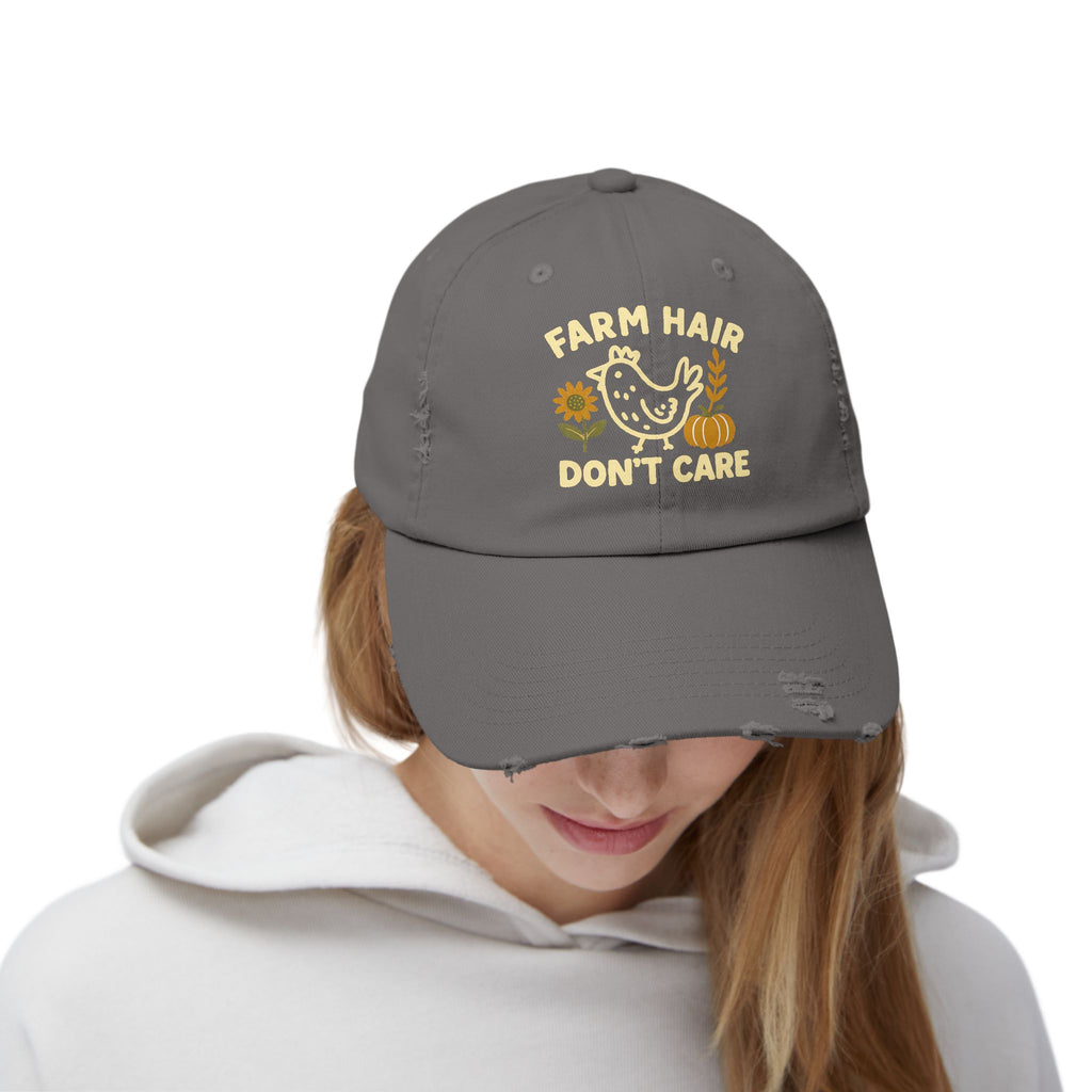 Farm Hair Don't Care Distressed Hat