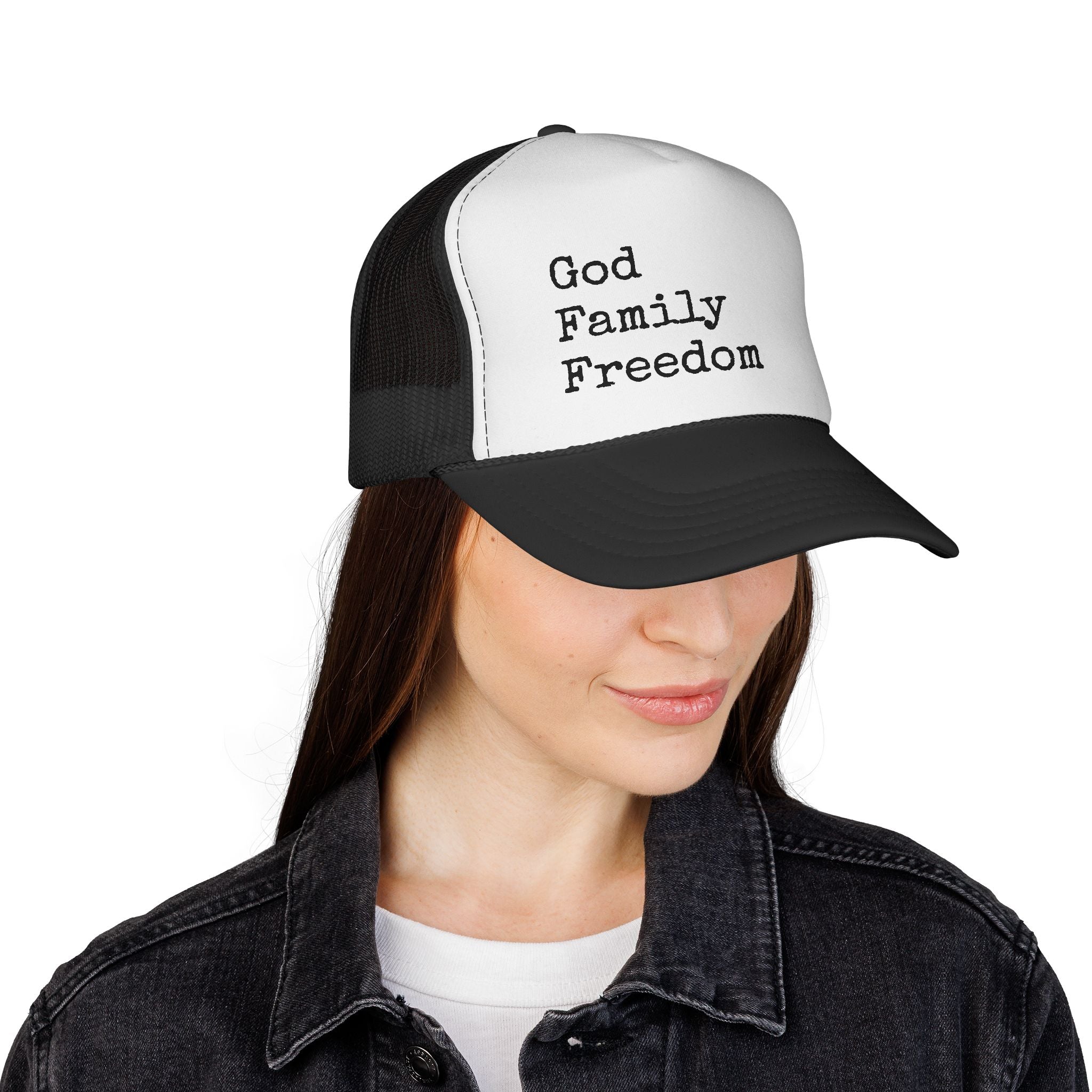 God Family Freedom Trucker Hat