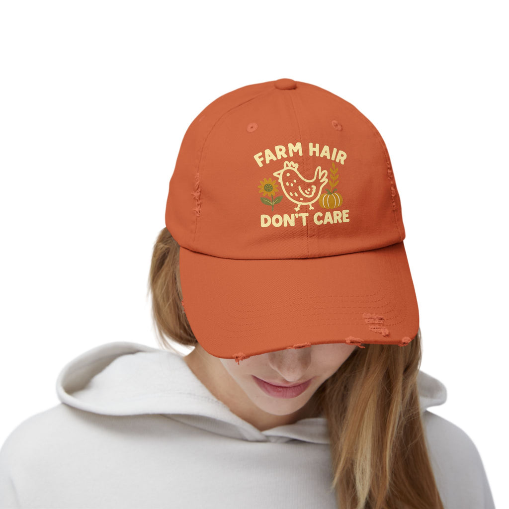 Farm Hair Don't Care Distressed Hat