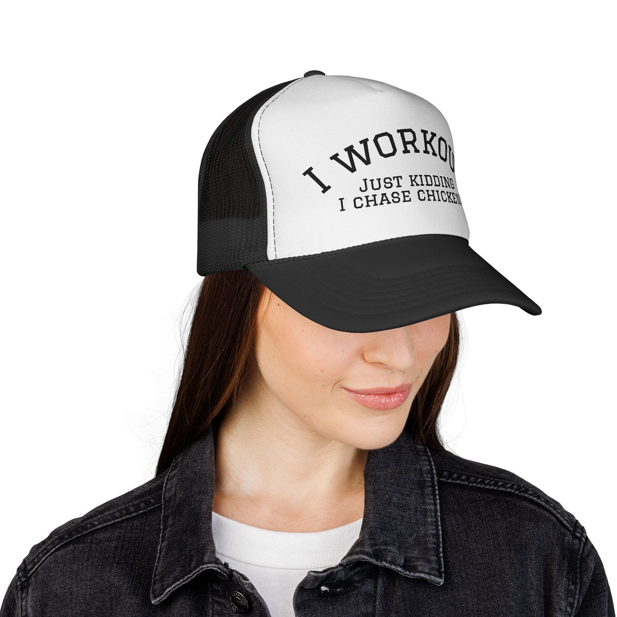 I Workout Just Kidding I Chase Chickens Trucker Hat