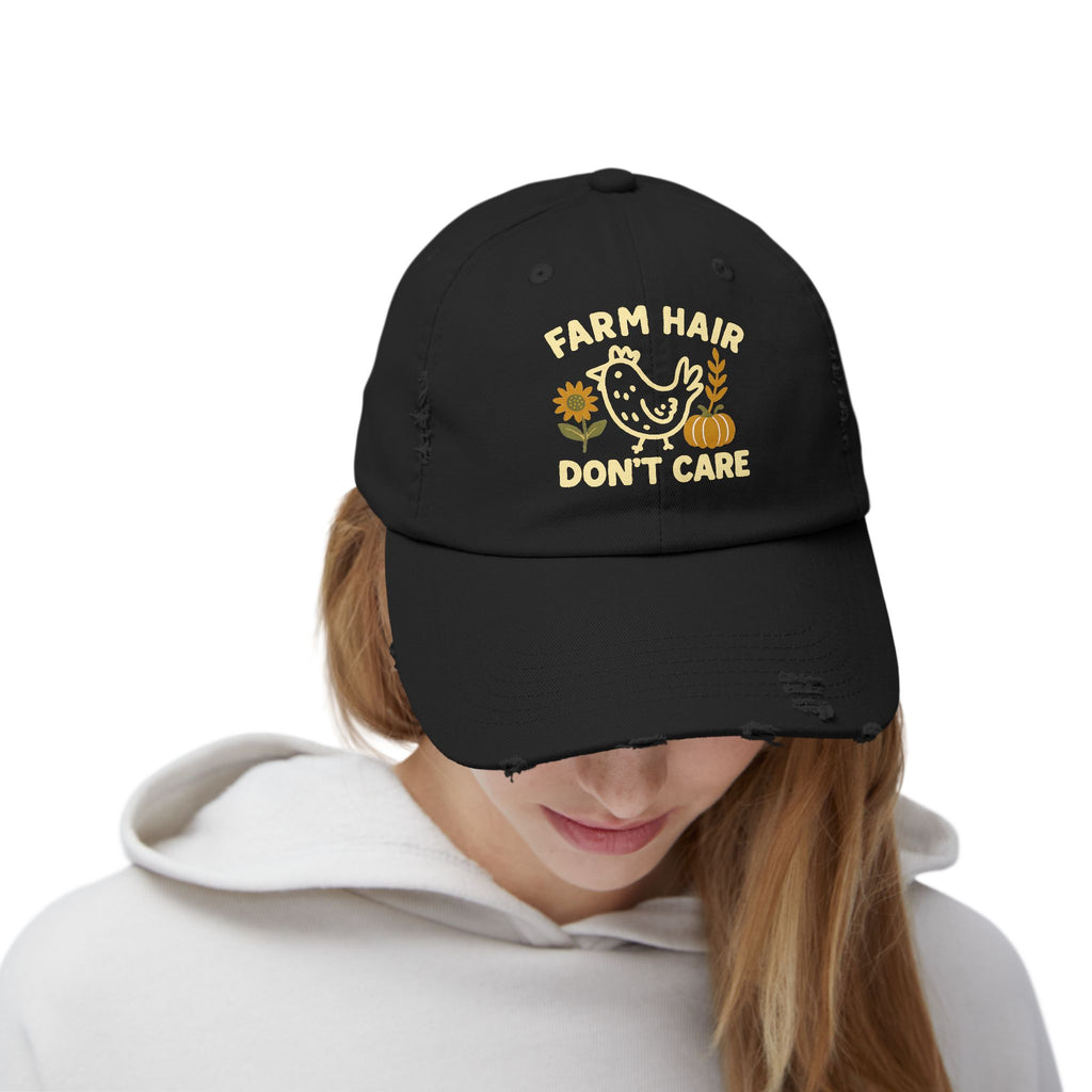 Farm Hair Don't Care Distressed Hat