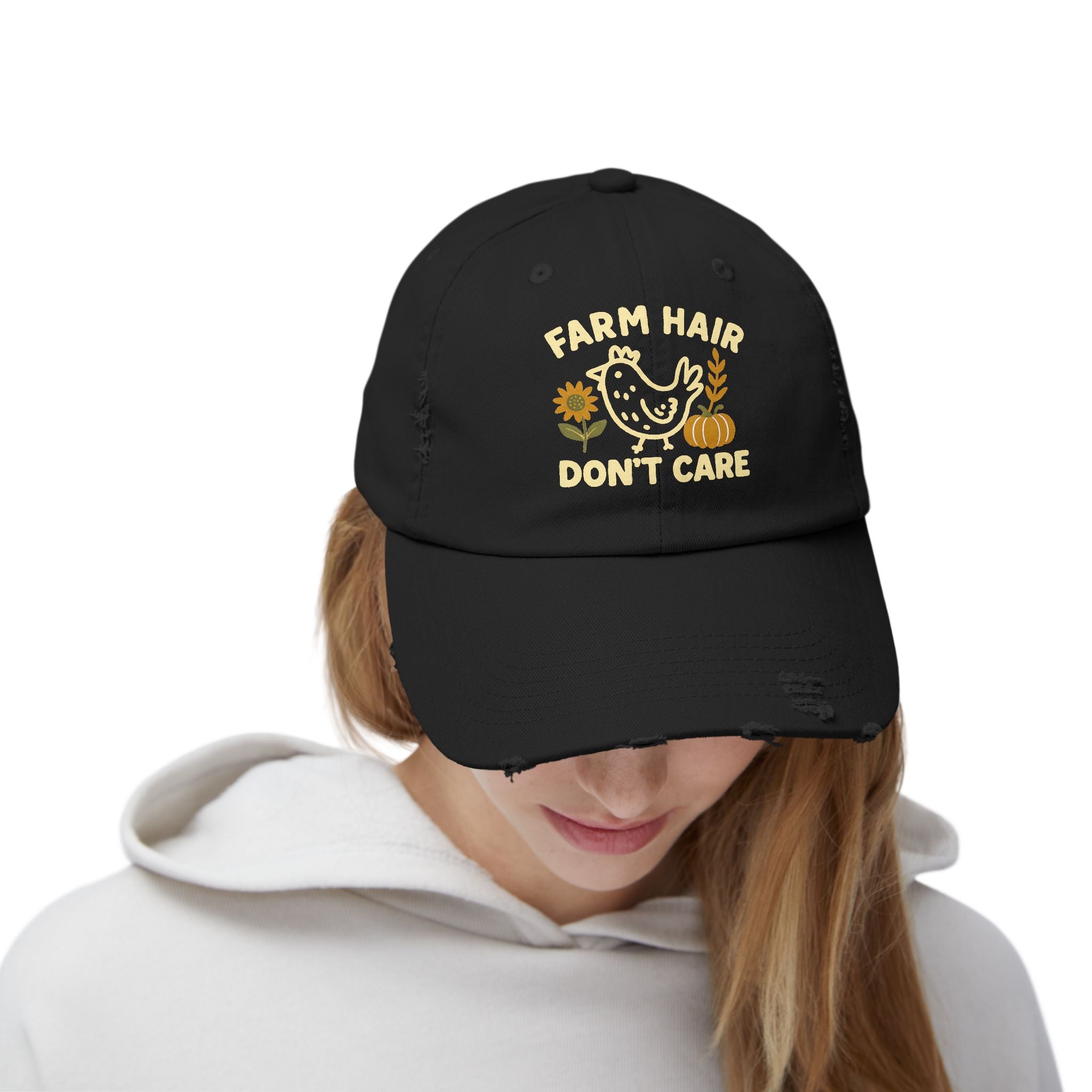 Farm Hair Don't Care Distressed Hat