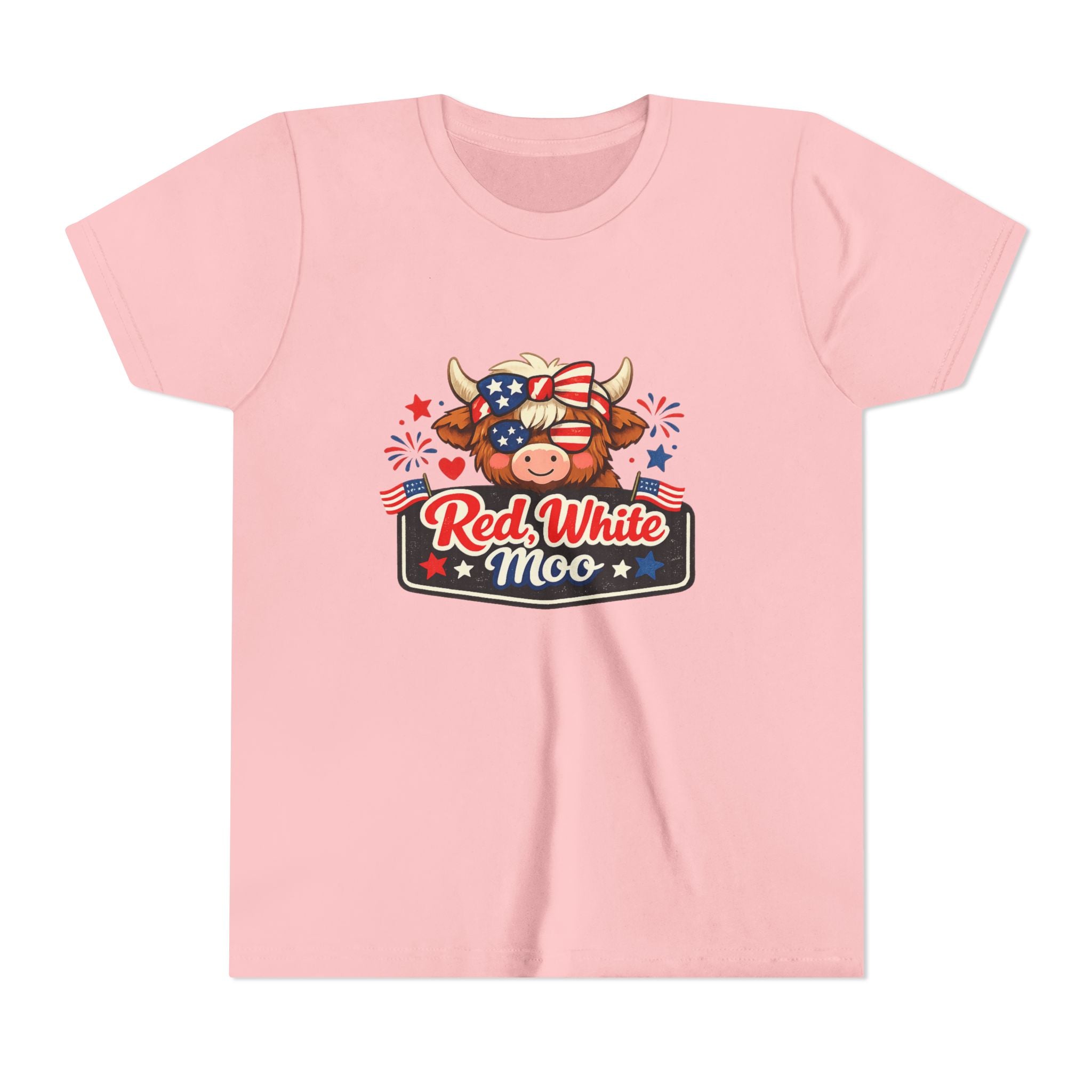 Red White Moo Cow Youth Tee | Patriotic Fourth of July Kids Shirt